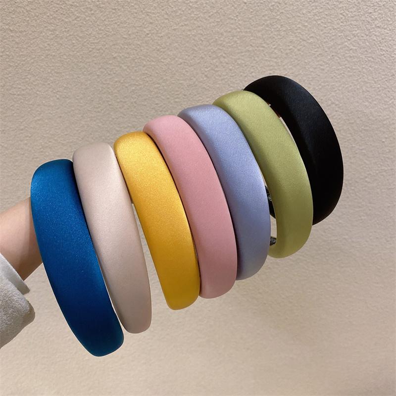 Minimalist Women Headbands Satin Cloth Sponge Padded Hairbands for Lady Girls Casual Shopping Travel Hair Hoop Accessories