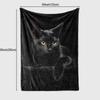 Schwarze Katze Druck Flanelldecke Weicher Warmer Überwurf für Couch Sofa Büro Bett Camping Reisen Gemütliche Nickerchen Decke