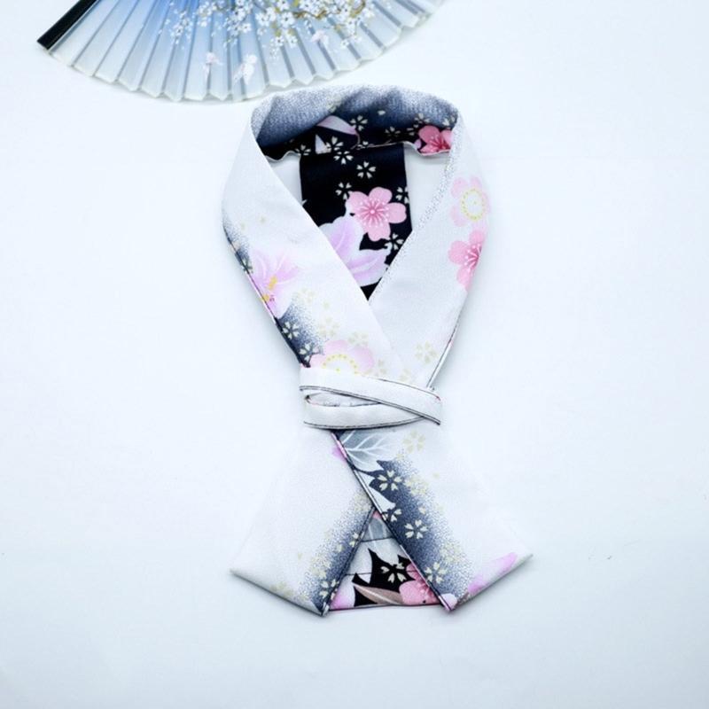 Women's Kimono Collar Support Accessory for Traditional Japanese Dress Core Collar Lining with Flower Print Kimono Belt