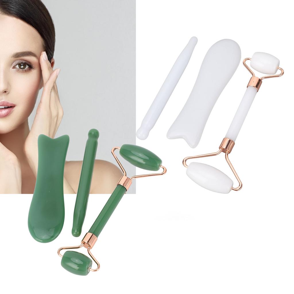 Jadestone Roller Massage Gua Sha Set Facial Manual Double Heads Jadestone Roller Massage Scraping Se
