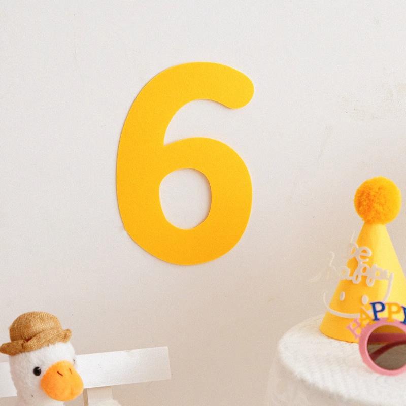 Mori Simple Felt Happy Birthday Party Digital Wall Sticker Baby First Year Party Decoration Photo Props