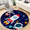 1pc Rocket Ship Carpet for Office Non-Slip, Round Carpet, Soft & Comfortable, Carpet for Office, Round Floor Mat yy251225129