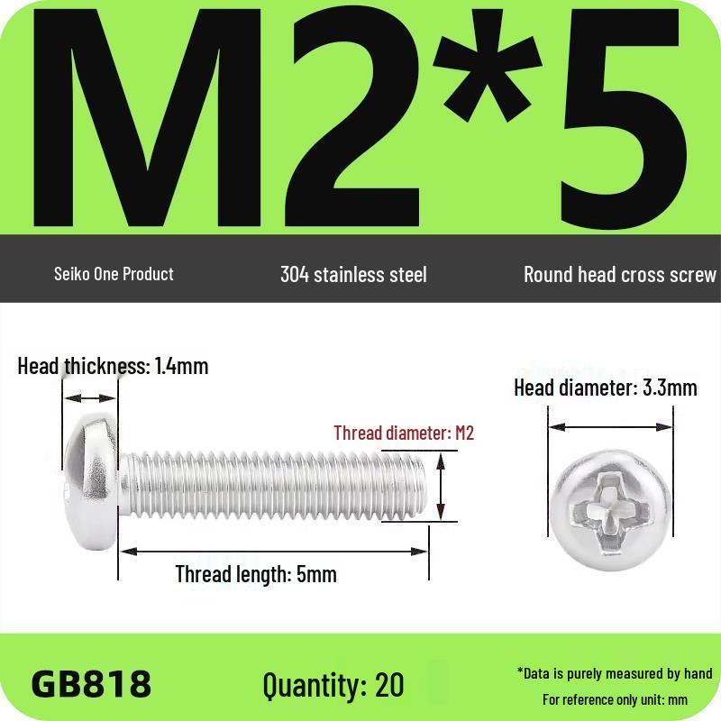 Phillips Pan Head Machine Screws, 304 Stainless Steel, Sizes M1-M10