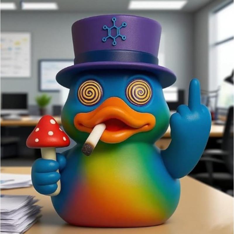 Middle Finger Psychedelic Duck Creative Statue Decoration Home Study Office Desk Decoration