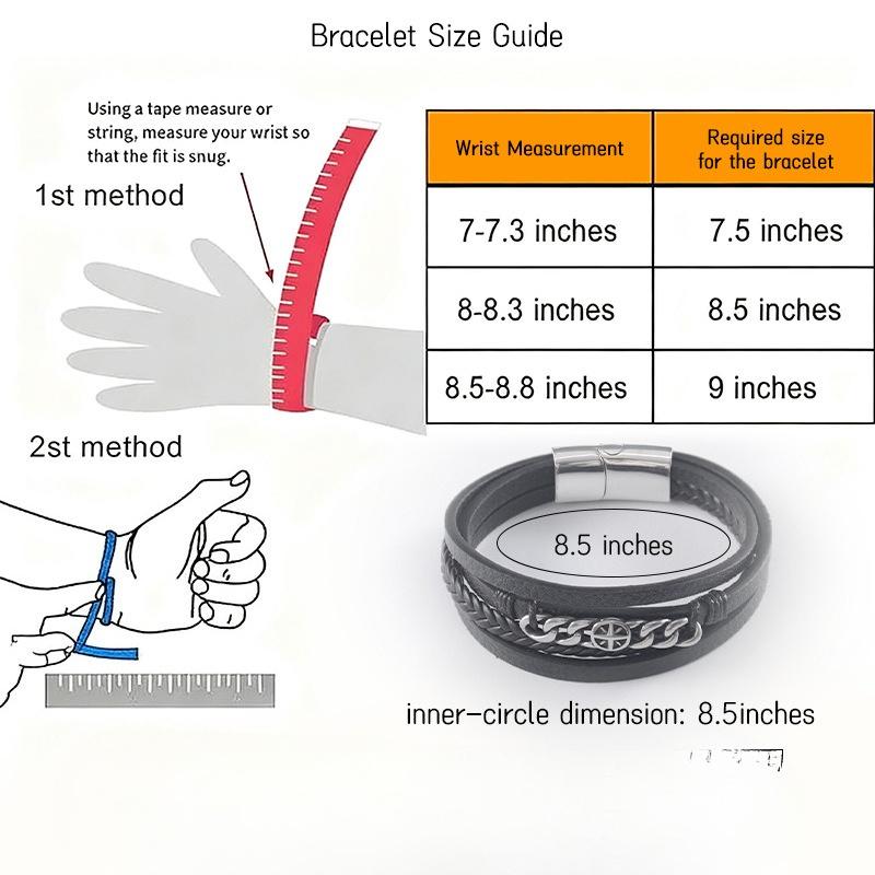 Stainless Steel Chain Leather Bracelet for Men - Personalized Woven Leather Wristband Handpiece