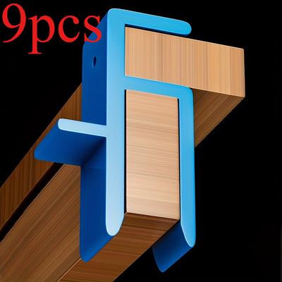 9-teiliges blaues Kunststoff-Holzbearbeitungs-Schablone Set - Vielseitige Markierungswerkzeuge für Schränke, Fensterbänke & Holzverbindungen, Enthält 1 Bleistift & 4 runde Markierer, Ideal für die Schreinerei
