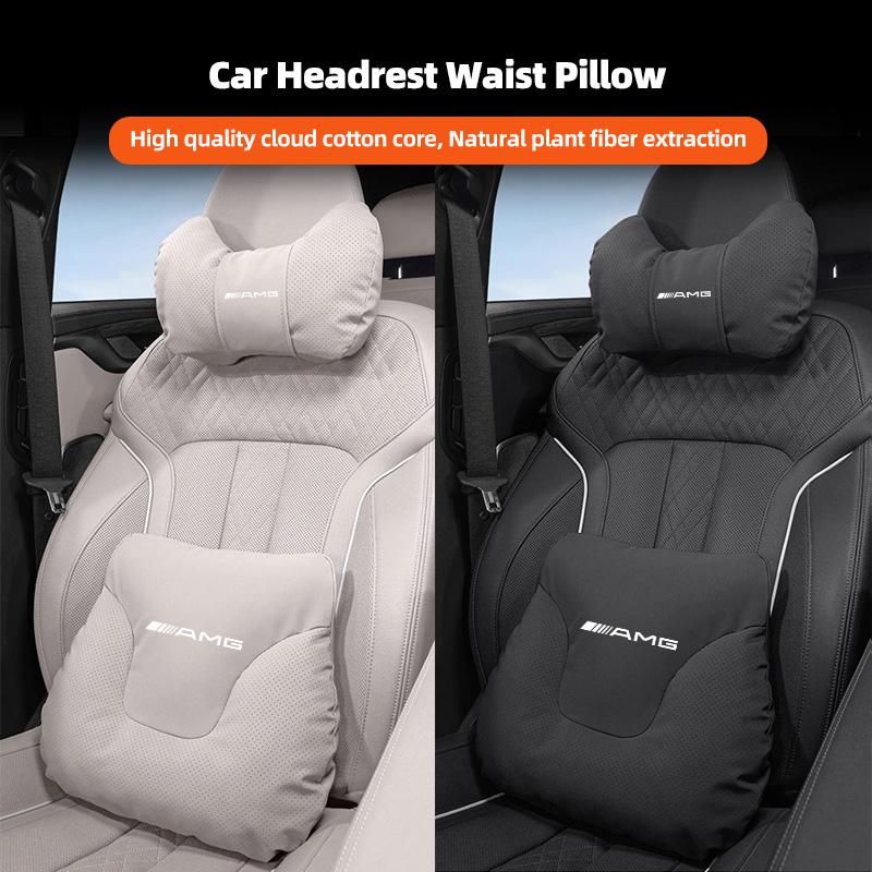 Car Seat Suede Neck Pillow & Waist Cushion Headrest Support Tire Valve Cap For Mercedes Benz AMG W223 W213 W206 W464 W247 W167 BJ1