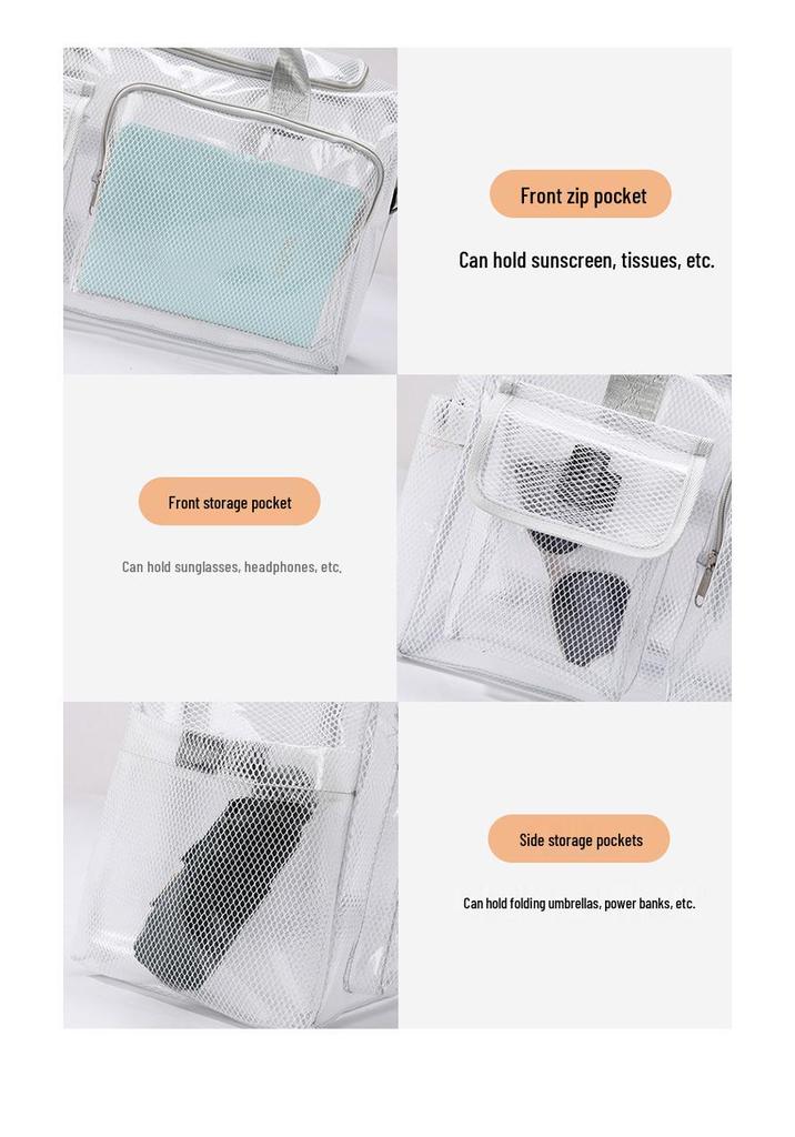 Clear Waterproof Beach Bag: Large Capacity, Lightweight, Versatile Travel & Sports Tote