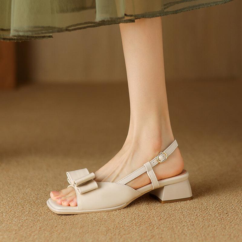 Summer European and American Size Sandals Women's Square Head Silver Comfortable Rubber Soft Sole One Pedal Buckle New Sandals Women
