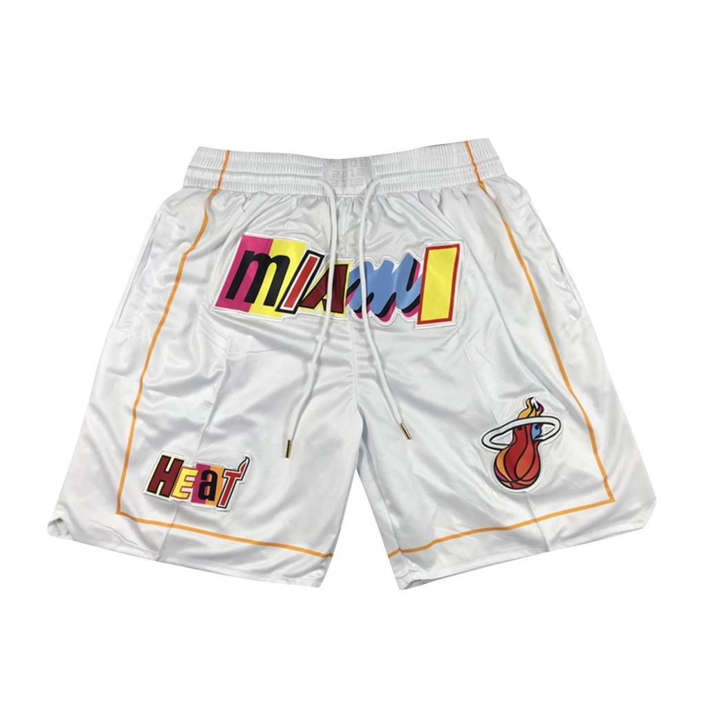 Heat Retro Embroidered Drawstring Cropped Basketball Shorts Training Shorts