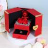 Caixa de Presente Ursinho Porta Dupla: Rosa Preservada e Gaveta de Joias para Aniversários e Dia dos Namorados