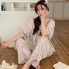 Sweet floral cotton silk pajamas women's summer short sleeves can be worn outside loose loungewear cool and breathable high-end suit