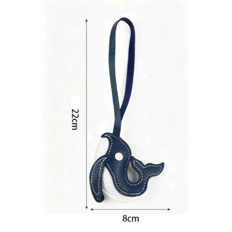 1Pcs Cute PU Leather Sea Animal Keychain Lovely Whale Dolphin Bag Charm Pendant Perfect Souvenir for Ocean Lovers