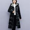 New Winter Jacket Cold Warm Outerwear Womens Long No Wash Glossy Down Cotton Jackets Casual Hooded Parka Overcoat Windproof Coat