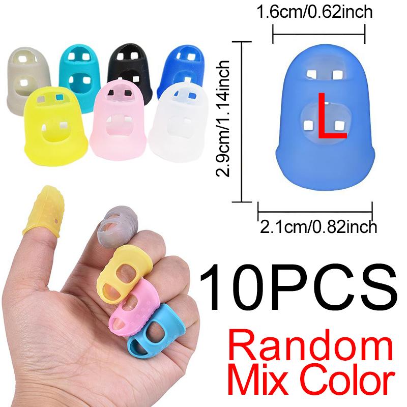 

10PCS Colorful Silicone Thimbles Hollow Out Guitar Finger Protector Breathable Nonslip Fingerstall DIY Props Sewing Supplies ZYF