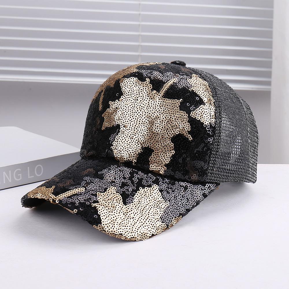 Fashion mesh sequins decoration simple niche light breathable baseball cap outdoor travel walking sunshade sunscreen cap