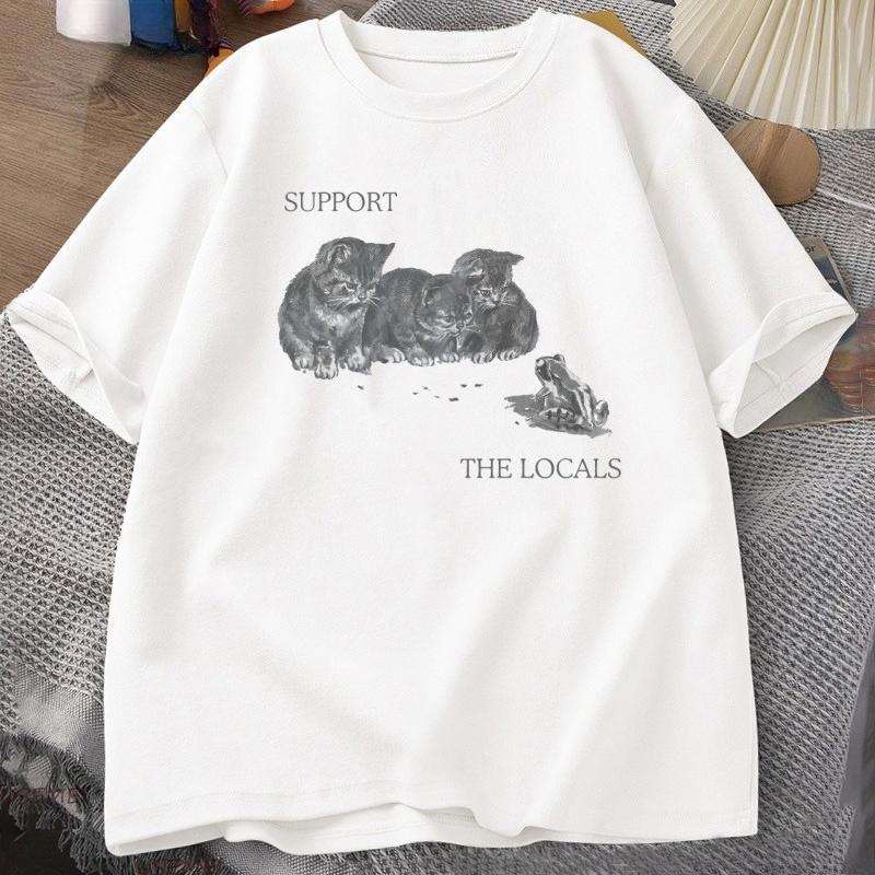 

Kitten and Frog Vintage T Shirt Frog Cat Printed Tee Funny Unisex Women TShirt Y2k Clothes Cotton Short Sleeve Tshirt Loose Tops 4XL