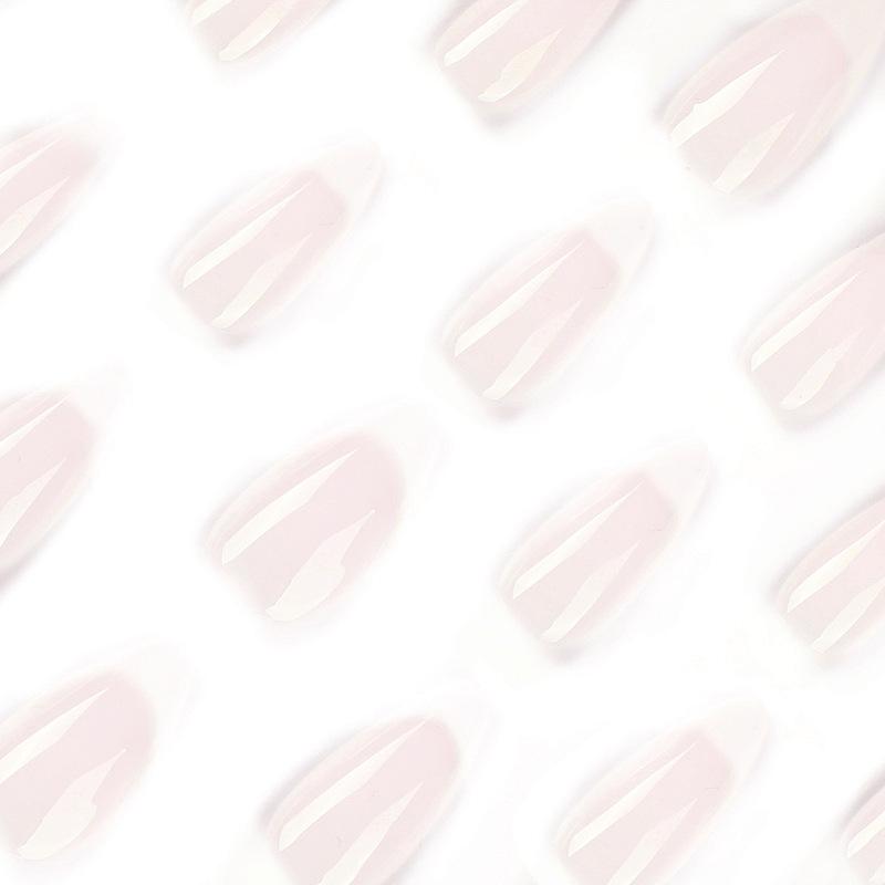 24Pcs/Set Quick Nails Simple White Border False Nials Sticker Wearable Waterproof Manicure Finished Nails