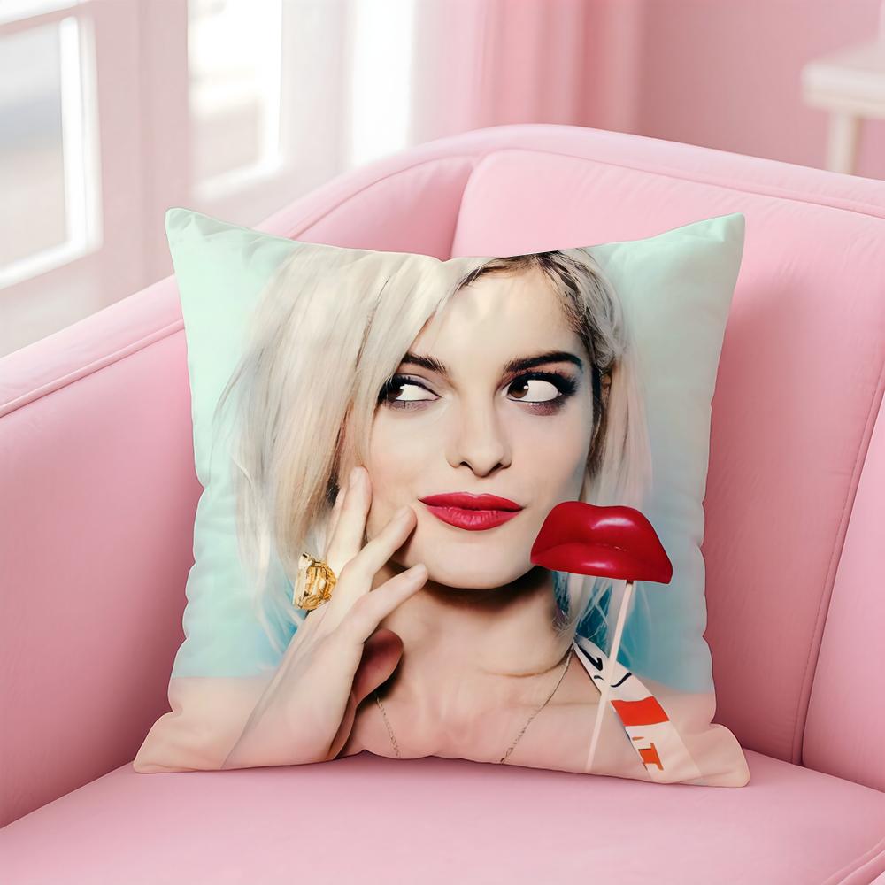 Pop American Singer BBebe Rexha Cushion Cover Pillowcase Short Plush Invisible zipper Room Sofa Cushion Cover