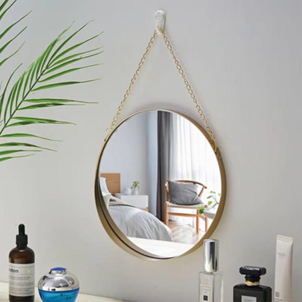 Round/Hexagonal/Rectangle Creative Makeup Mirror Metal Chain Wall Hanging Mirror  Vanity