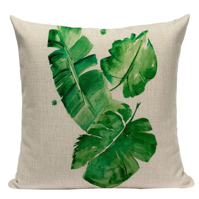 Tropical Plants Palm Tree Printed Decorative Throw Pillow Cushion Cover Case Green Leaf Leaves Cushion Case For Sofa Home