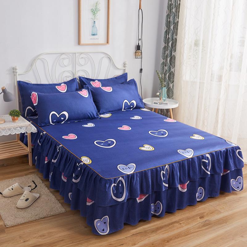 Korean-Style Brushed Princess Bed Skirt - Double-Sided Thickened Simmons Cover