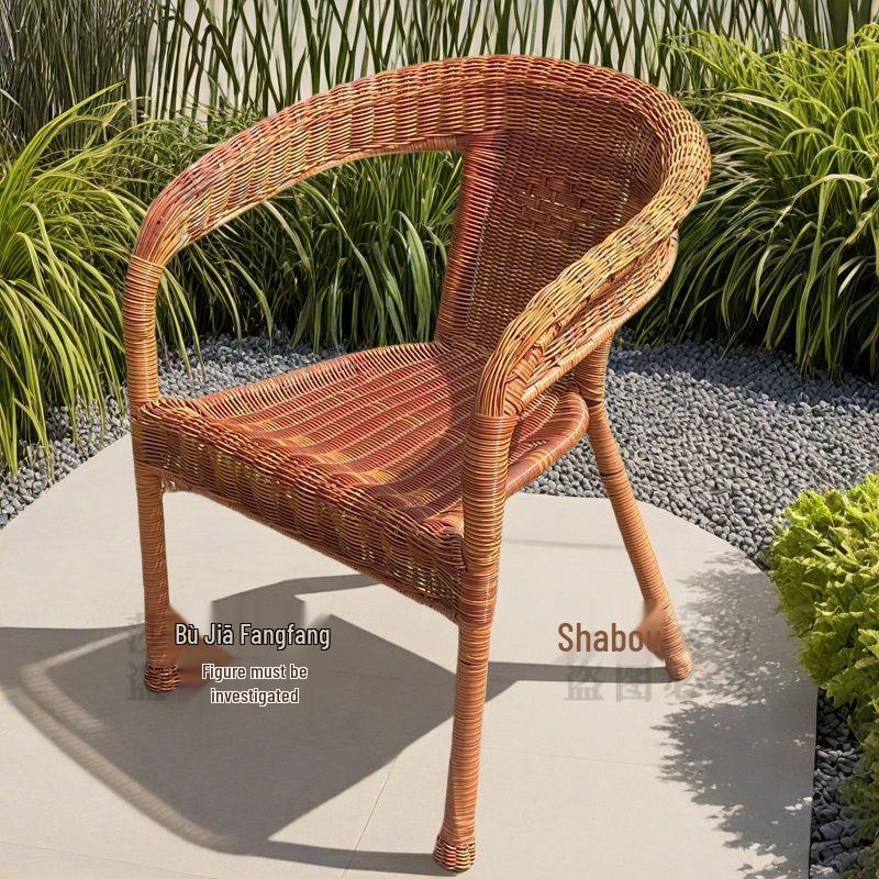 Extra-Thick Rattan Chair for Outdoor or Indoor Terrace Leisure