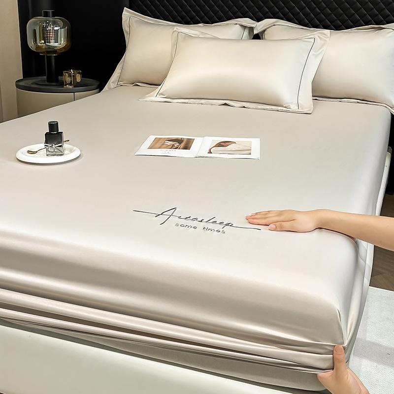 Summer Ice Silk Bed Sheet Single Piece Mattress Protector 25 New Solid Color Bed Cover Dust Cover Summer Sheet