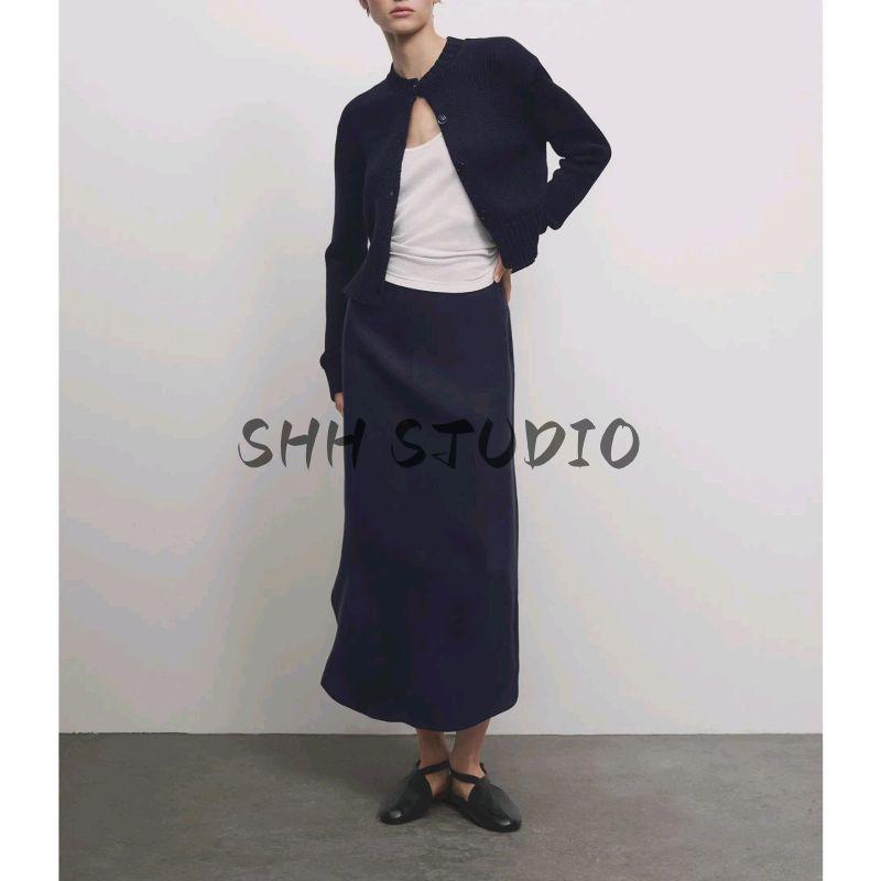 MD Autumn Women Clothes Casual Simplicity Style Slim Fit Cotton Short Round Neck Sweater Knitted Cardigan 5710665