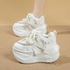 Women's Platform Shoes High Quality Leather Casual Shoes 12CM Height Increasing Sport Footwear Womens Dad Shoes Zapatos De Mujer