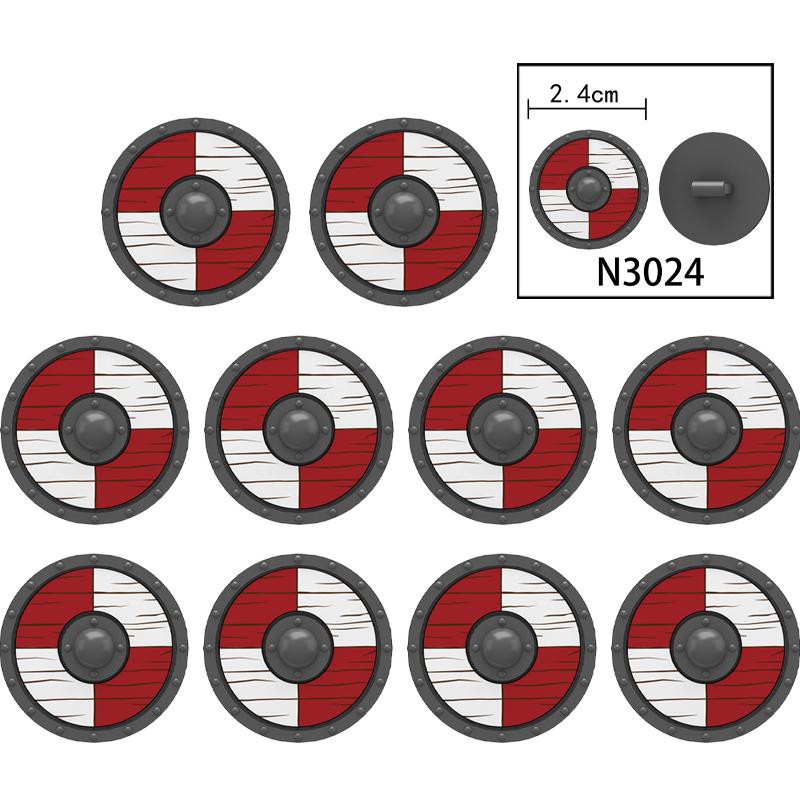 MOC Medieval Military Castle Weapon Roman Knight Helmet Shield Accessories Building Blocks Green Dragon Lion Crusader Bricks Toy