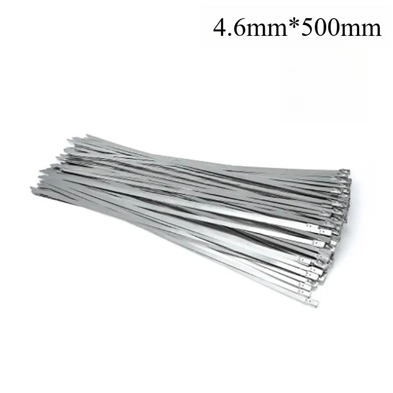

100 шт. надміцних кабельних стяжок з нержавіючої сталі - стійкі до іржі, металеві кабельні стяжки, стійкі до високих температур, підходять для механіч 4.6mm*500mm,10pcs