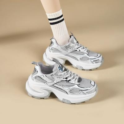 Augustine Silver Dad Shoes Women's Spring 2025 New Mesh Muffin Platform Sports Running Shoes Casual Shoes