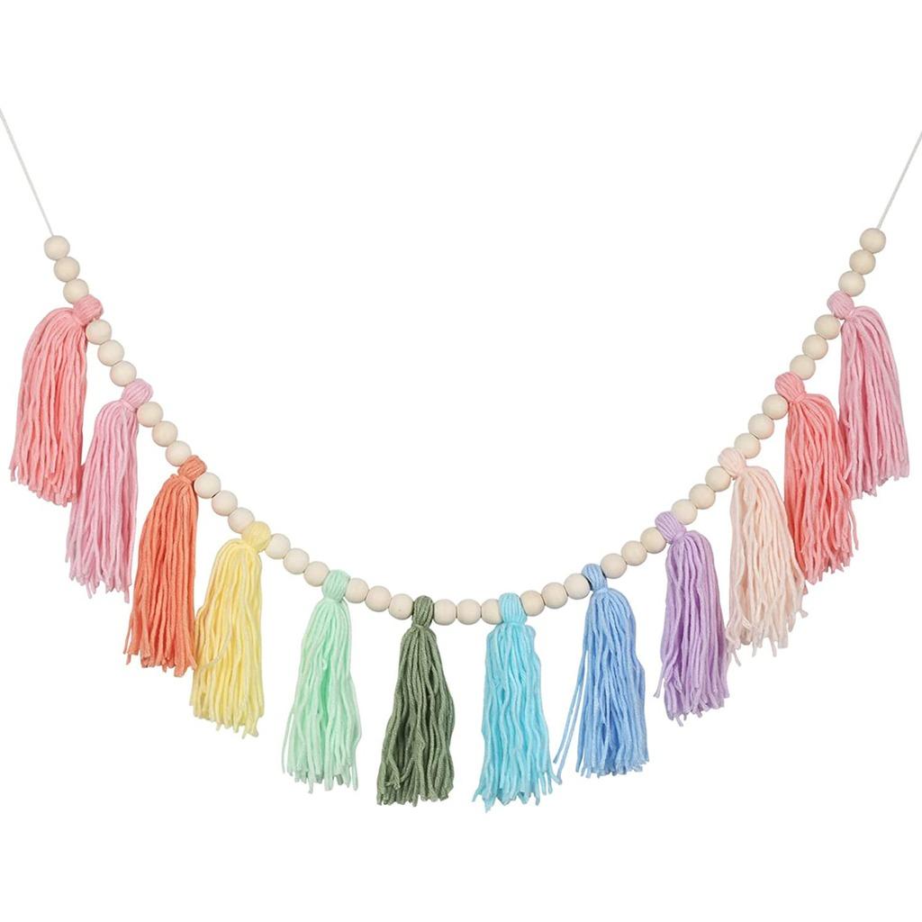 Tassel Garland Decorative Wall Hanging Decoration Boho Wall Hanging Boho Macaron Color Wall Decor For Entryway Party Backdrop