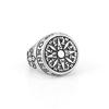 Stainless Steel Vikings Compass Iris Flower Ring Men Women Fashion Handmade Quality Finger Jewelry Gift for Boyfriend
