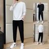 Men's Round Neck Sweatshirt Sports Suit Autumn and Winter New Fashion Brand Solid Color Casual Leggings Pants with a Set