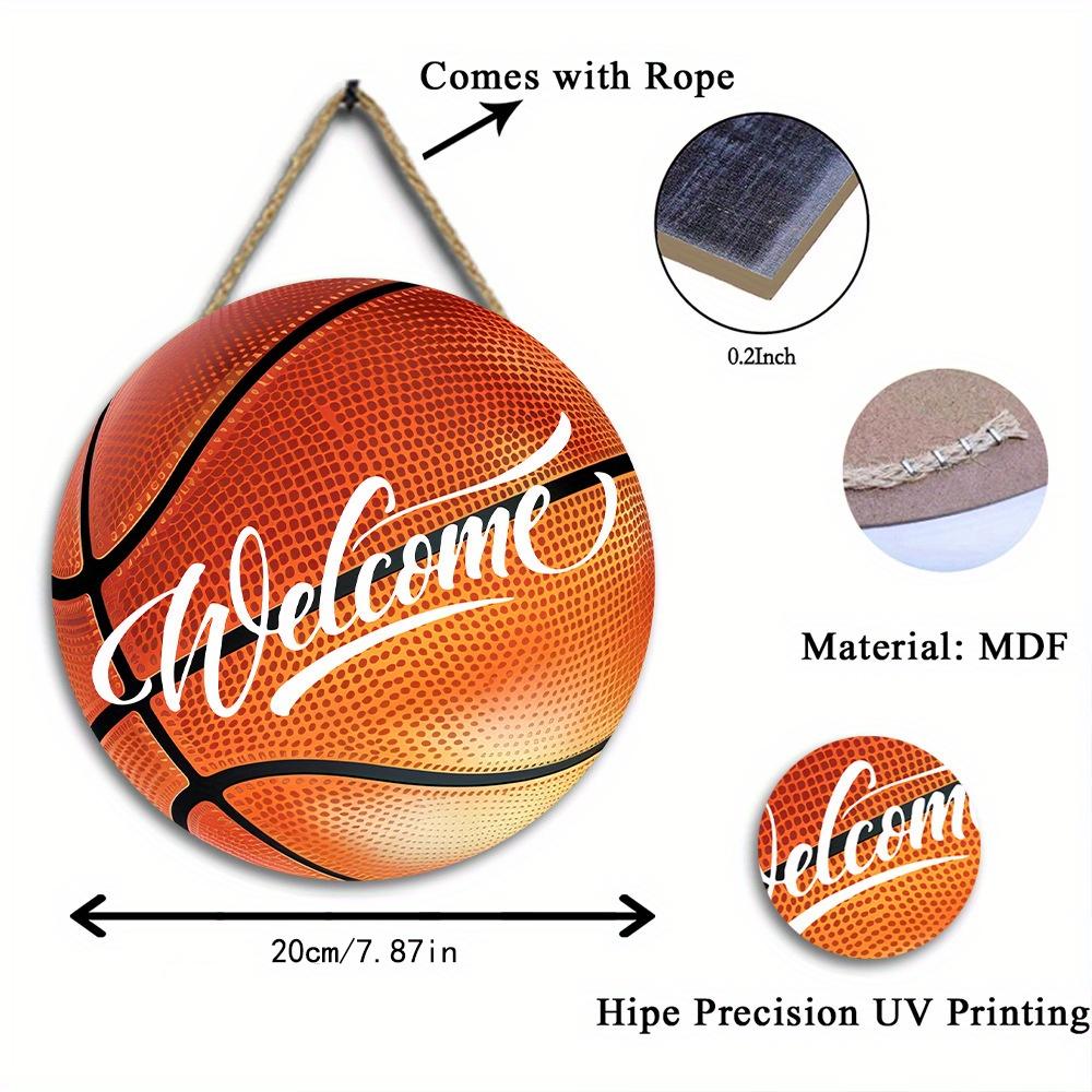 2d flat wall decoration wall hanging round welcome wooden sign basketball 20cm*20cm wooden decoration basketball team gift wall art decor wooden sign