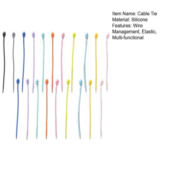20Pcs Data Cable Organize Reusable Silicone Cable Tie Earphone Phone Charger Power Cord Bundling