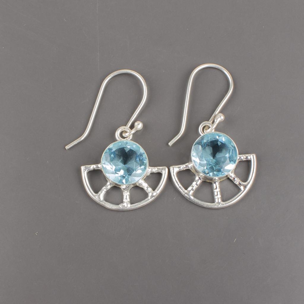 Sky Blue Topaz Gemstone Earring, Handmade Gorgeous Jewelry, 925 Solid Sterling Silver Jewelry, Bohemian Earring For Wedding Gift