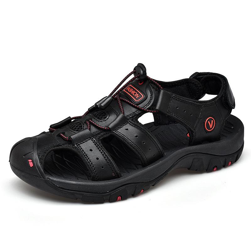 2025 Herren Sommer Leder Zehenbedeckte Sandalen - Lässige Strand- & Outdoor Wasserschuhe