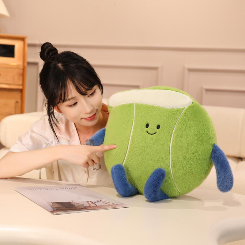 Neues Tennis und Tennisschläger Plüschtiere Kawaii Tennis Sportpuppe Weicher Tennisball Stofftiere Kissen Lustiges Sofa Dekokissen