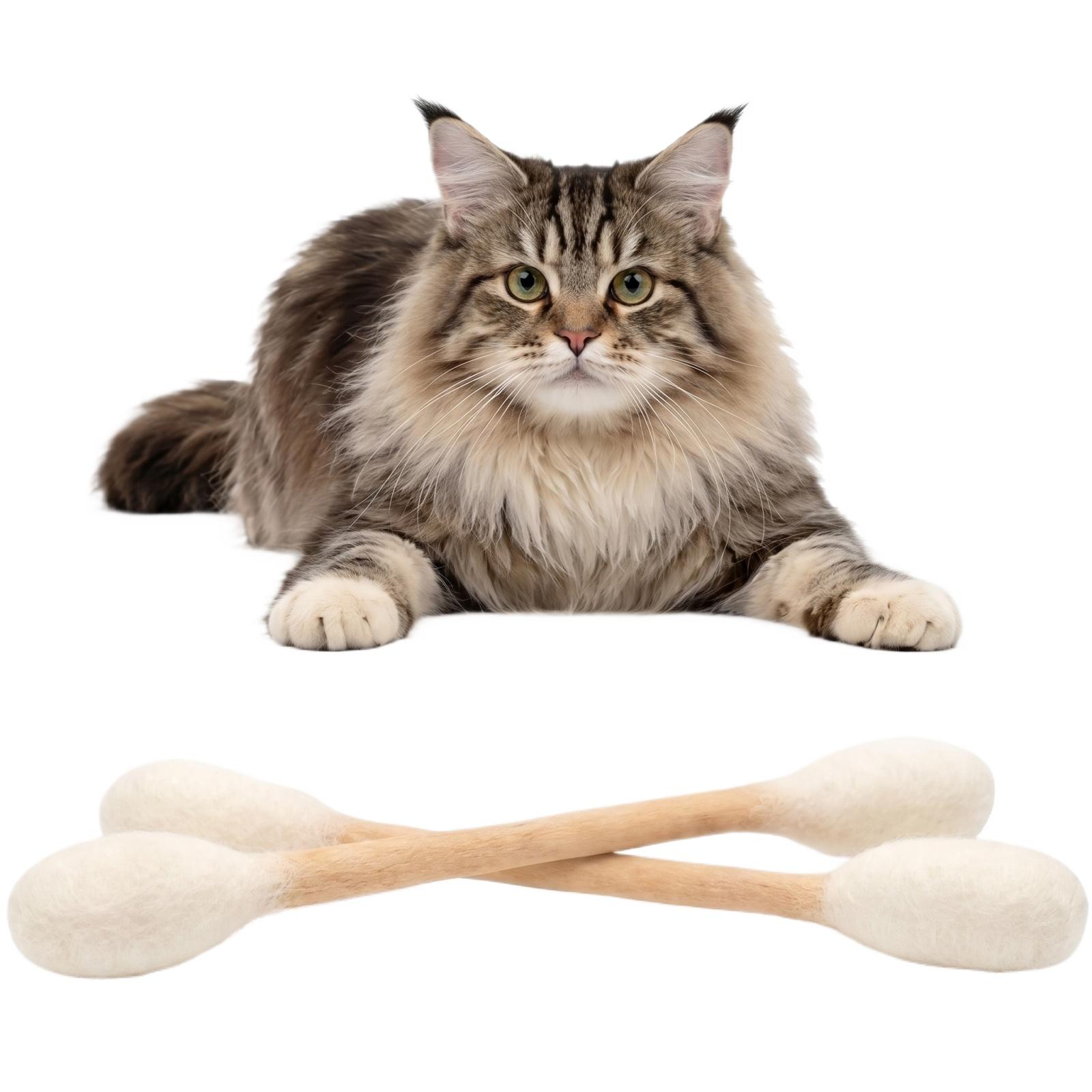 

Catnip Cotton Swab Cat Toy Interactive Chew Stick for Cats Natural Catnip Infused Soft Cotton Material Durable Pet Play Accessory One Size