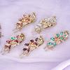 Elegant Crystal Double Flower Hair Claw Hair Grab Duckbill Clip For Women Headdress Hair Accessories Rhinestone Hairpin Headwear