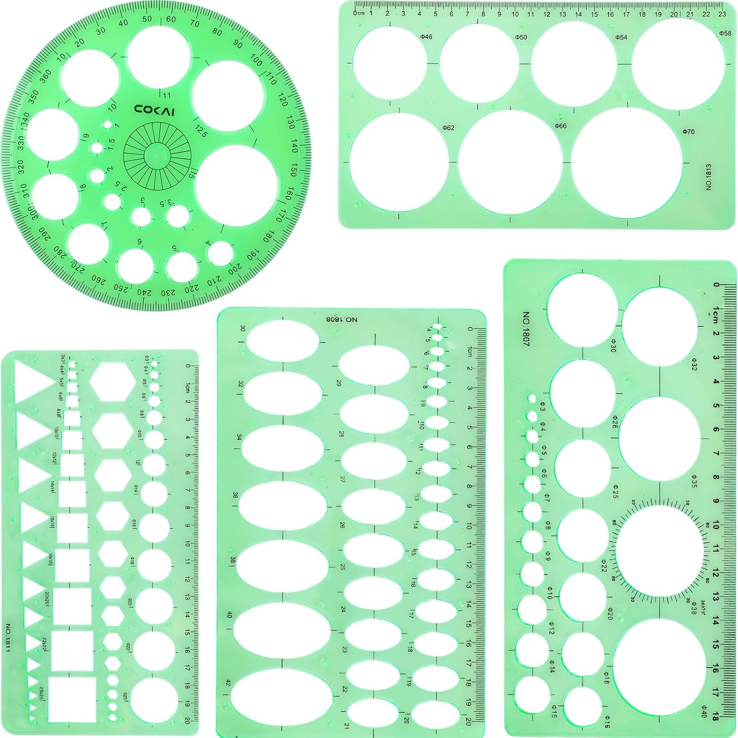 5 Pack Circle Template Circle Round Stencil Templates for Drafting Drawing Stencils Drafting Tools for Office and School Building Formwork Drawings