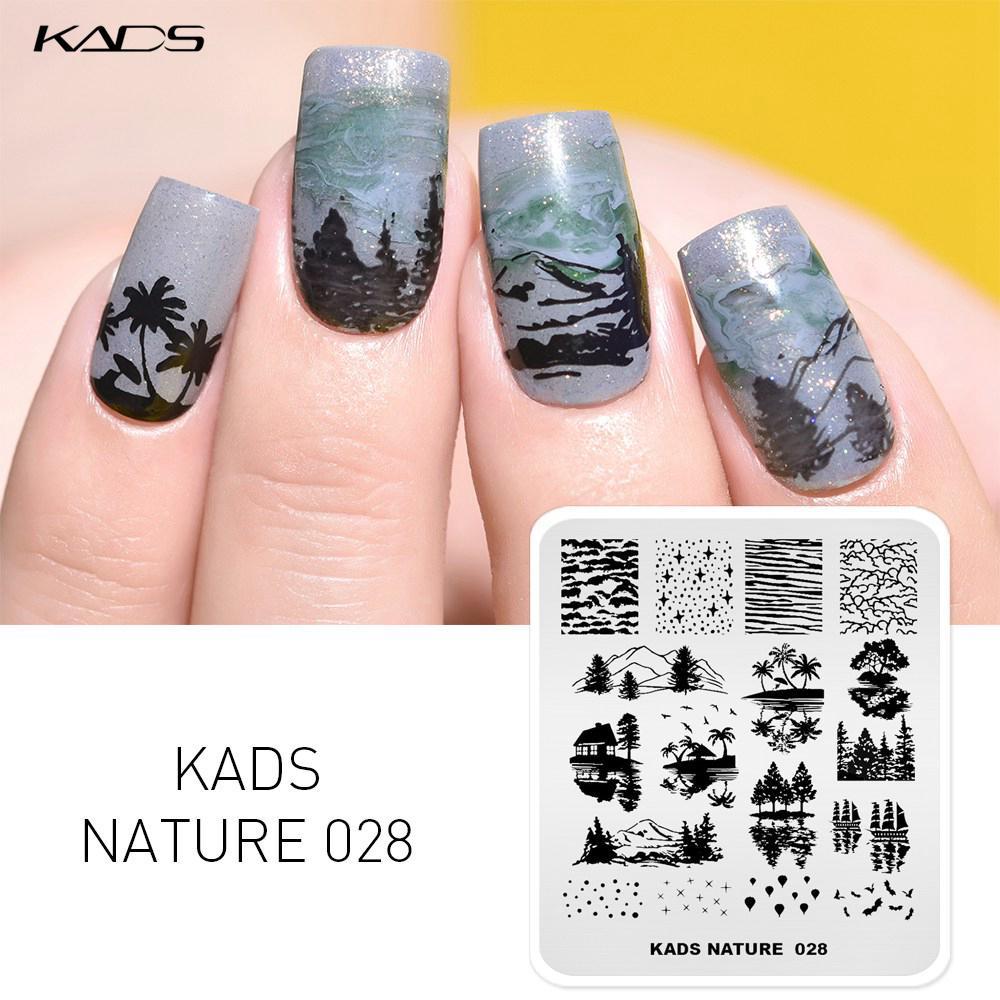 kads Stempelplatte Natur 028 Naturlandschaft Bildvorlagen Schablone Nagelvorlagen Maniküre Stamper Nail Art Druckwerkzeug