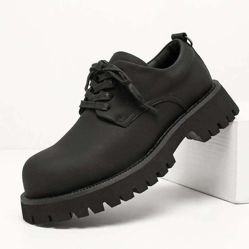 New big head leather shoes men's retro platform tooling big head shoes men's Martin small leather shoes men's trend