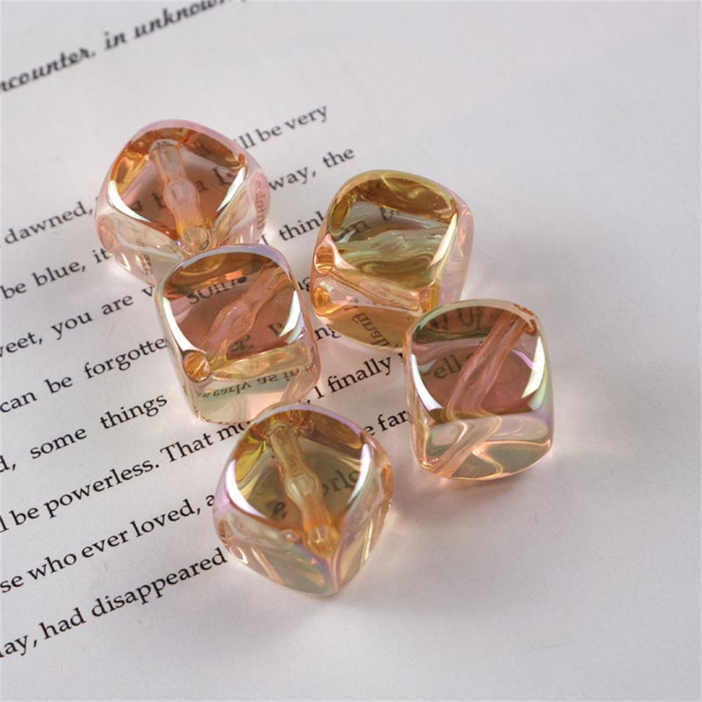 

CH39 New Ice Cube Translucent Square Bead Diagonal Hole Candy-colored Exquisite Beaded Acrylic Jewelry Material Accessories 15.5mm(10pcs) шоколадний