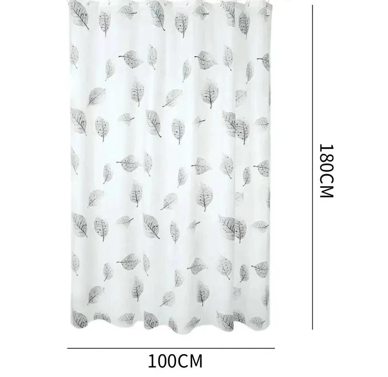 Bathroom Shower Curtains PEVA Waterproof Thickening Bath Curtain With Hooks Rustproof Metal Grommets Leaf Pattern Shower Curta