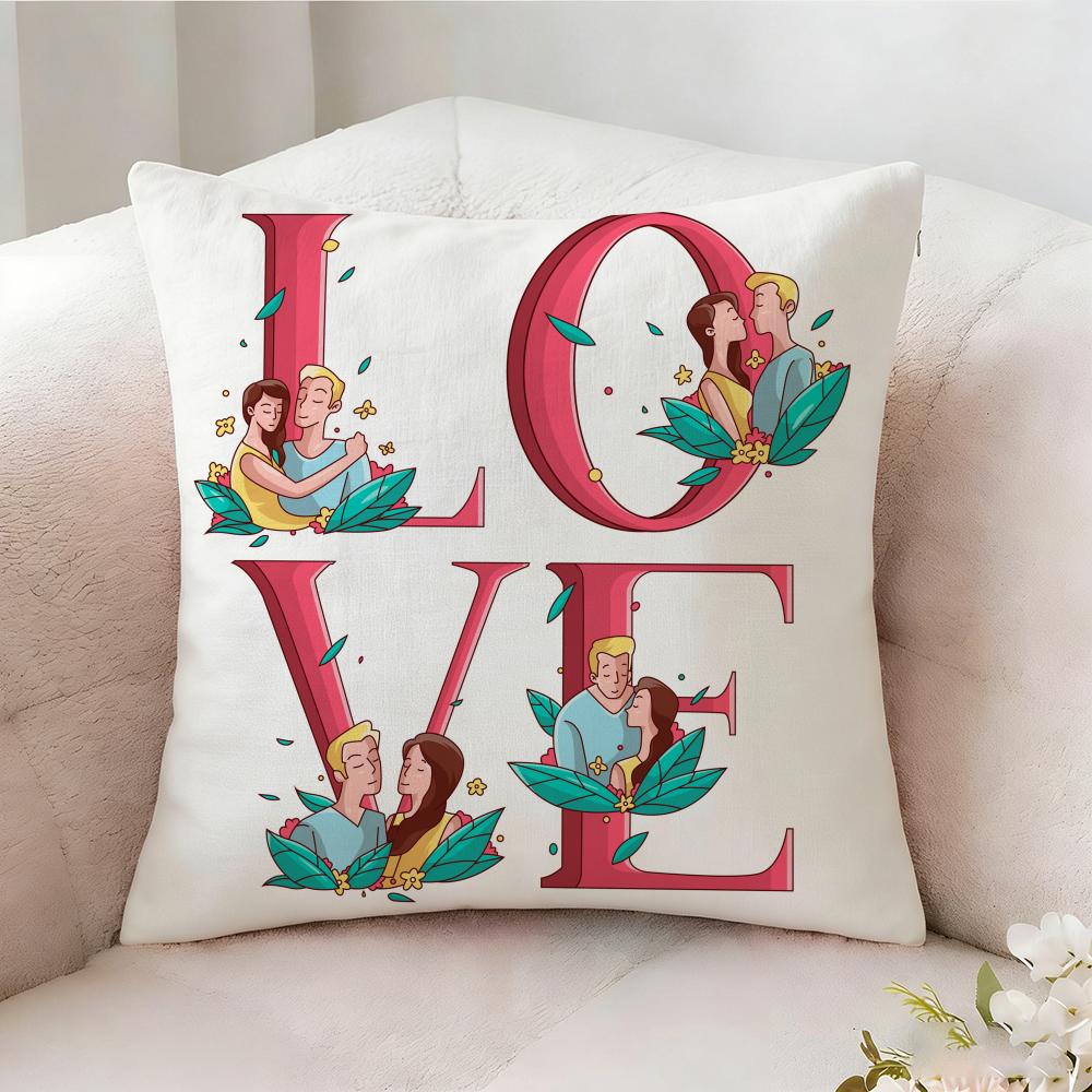 Creative Love Pattern Pillow Case Pillowcase Doublesided Printed Sofa Cushion Bedroom Headboard Pillow