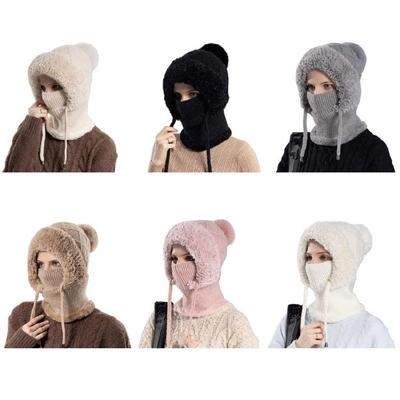 Thicken Liner Scarf Cap Knit Ear Protective Hat Neck Cover Hat Women Balaclava